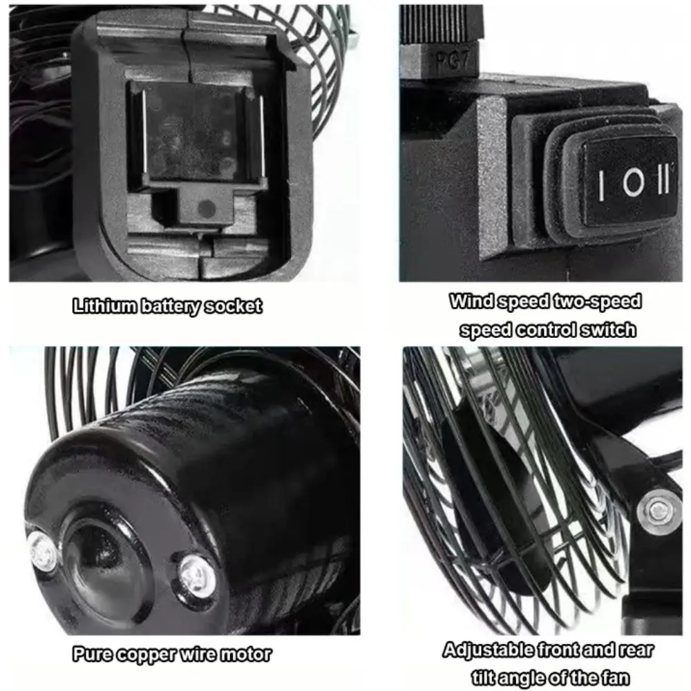 

Compact Wireless Design Portable Fan Rechargeable Metal Construction Rechargeable Fan High Power Fan Camping