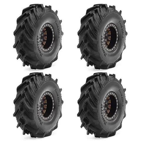 Conjunto de rodas e pneus de latão 1/18 TRX4M SCX24 - 1,0 polegadas com inserções de espuma para serviço pesado FMS Ascent-18