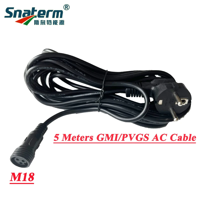 5M AC Power Cable  for GMI/PVGS 120W-700W Micro Power Inverter with M18 connector EU Socket Type Copper Extension Wire Fit