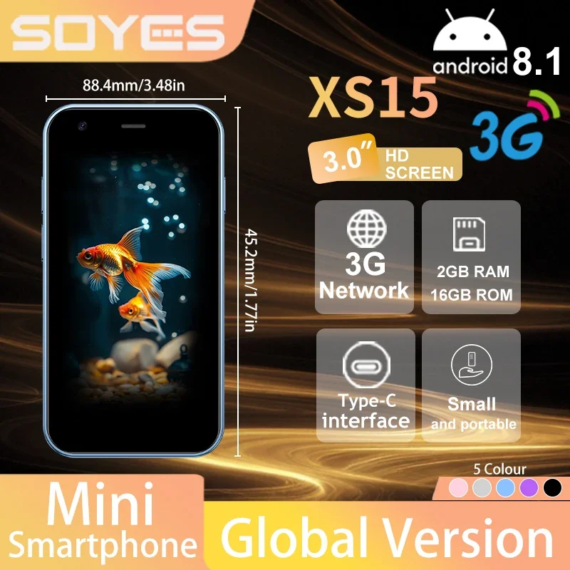 XS15 Mini Android Smartphone, Supports GPS, Dual SIM Dual Standby, 2+16GB Memory, Travel Backup Phone, Pocket-sized, Android 8.1