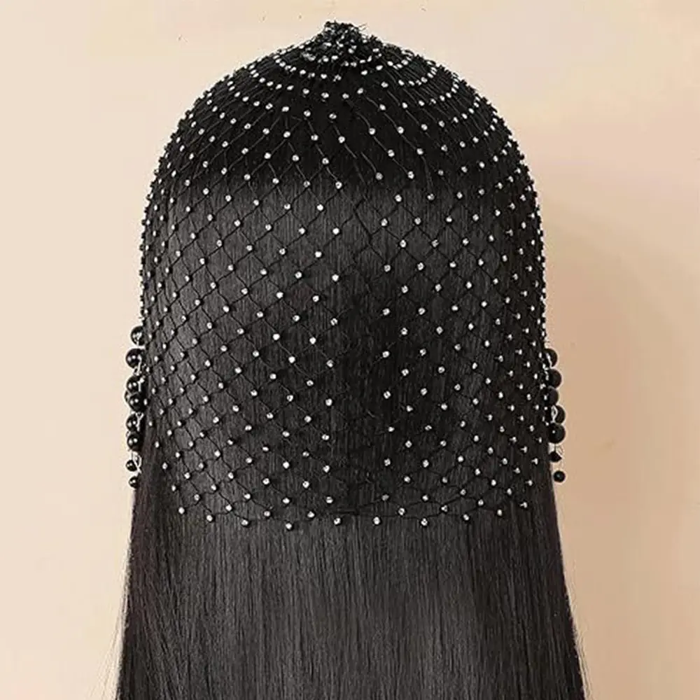 New Soft And Secure Pearls Tassels Hair Hat Exquisite Handmade Pearls Tassels Headwear Hollow Out Designs Women Hat For Ladies