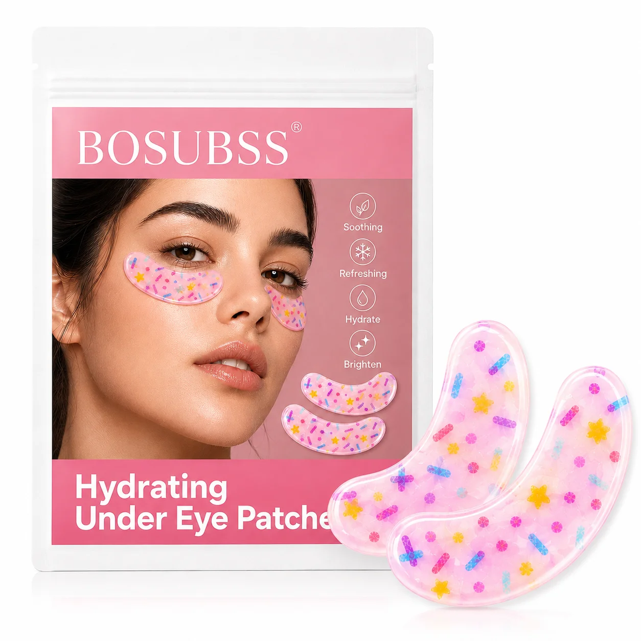 5Pairs/10PCS Candy Sprinkle under Eye Patches Colorful Star Printed Crescent Eye Masks for Daily Skincare Self-Care & Travel
