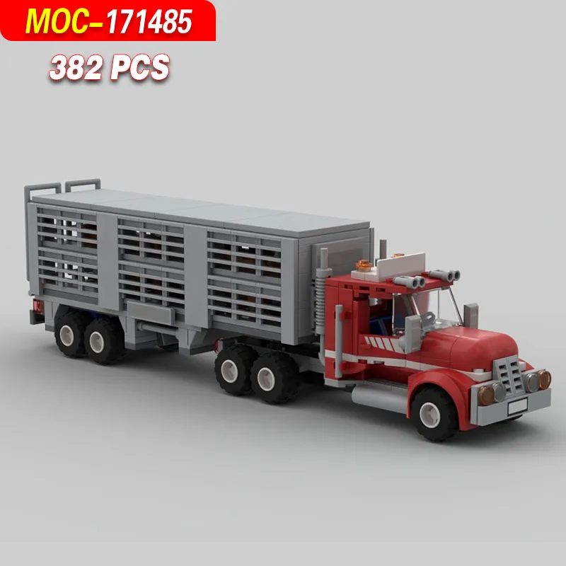 moc-171485-cattle-transport-carrier-building-block-model-kit-382-parts-mechanical-engineering-general-systems-construction-toys