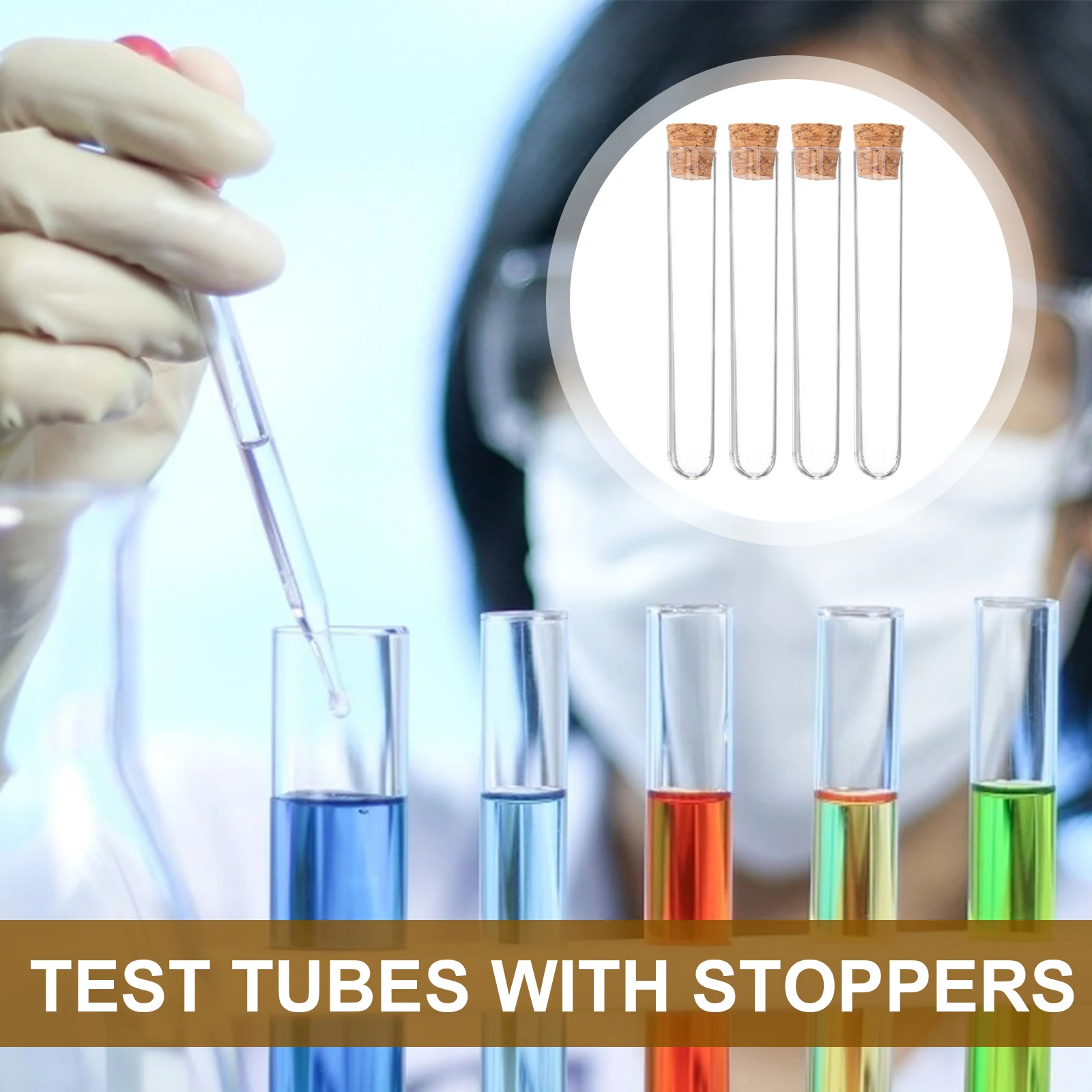 30Pcs Premium Clear Plastic Test Tubes With Cork Stoppers Leak Proof Storage Vials Lab Equipment For Experiments Beauty