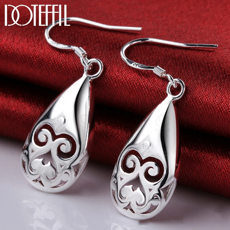 DOTEFFIL 925 Sterling Silver Grimace Water Droplets Drop Earring For Women Wedding Engagement Halloween Party  Jewelry