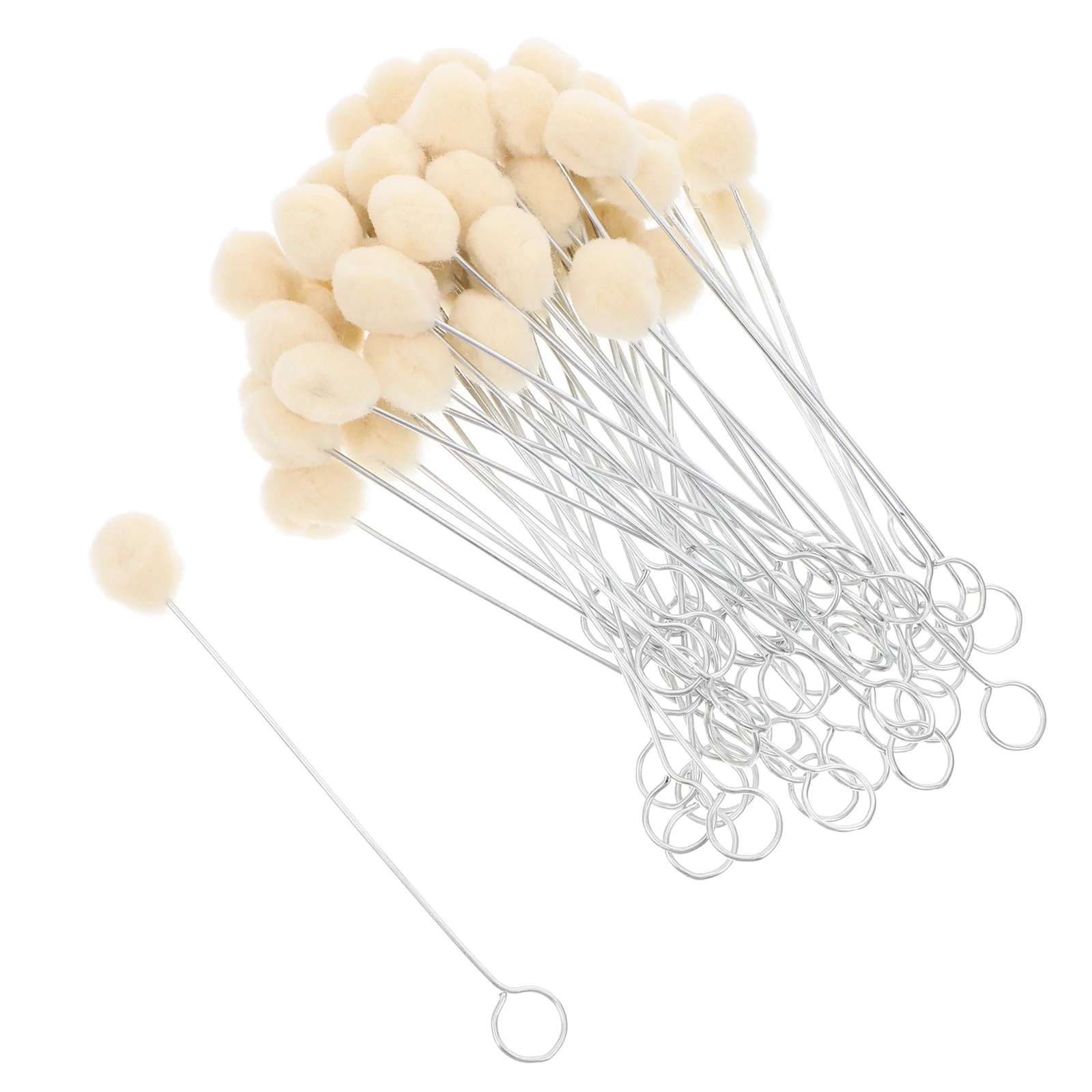 

50 Pcs Wool Ball Metal Handle Applicator Dye Brush Paint Dobbers Goods Small Daubers for Stainless Steel Dyeing Long