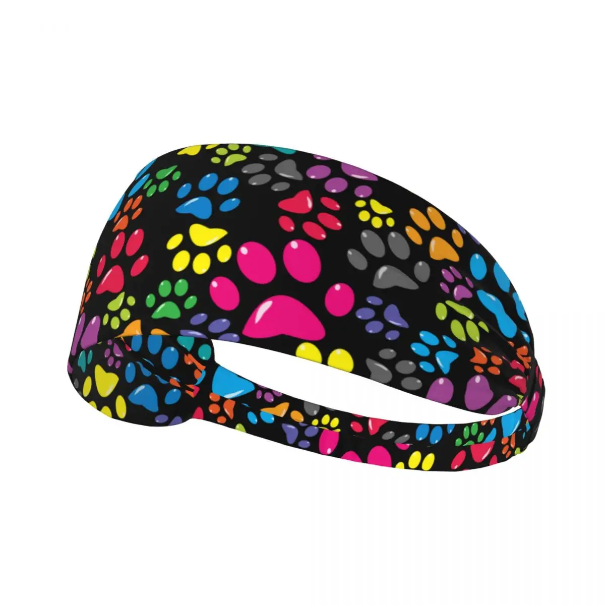 Custom Colorful Animal Footprint Dog Paw Prints Workout Sweatband Men Women Non Slip Absorbent Headband Football