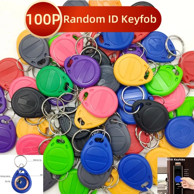 

100PCS/LOT ID Contactless RFID Proximity Keyfob 125KHz TK4100 Access Control System Waterproof Keychain Tag ABS RFID Key Fob