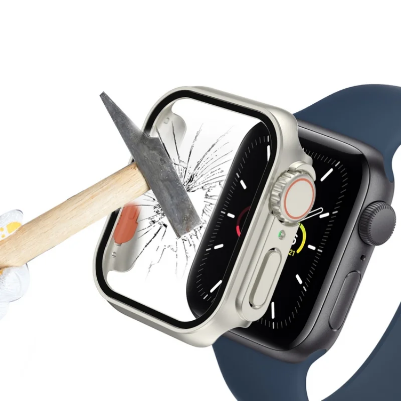 

Case for Apple Watch 45mm 41mm 44mm Screen Protector Cover+ Glass Change to Ultra 49mm Appearance iWatch Series SE 6 7 8 Upgrade