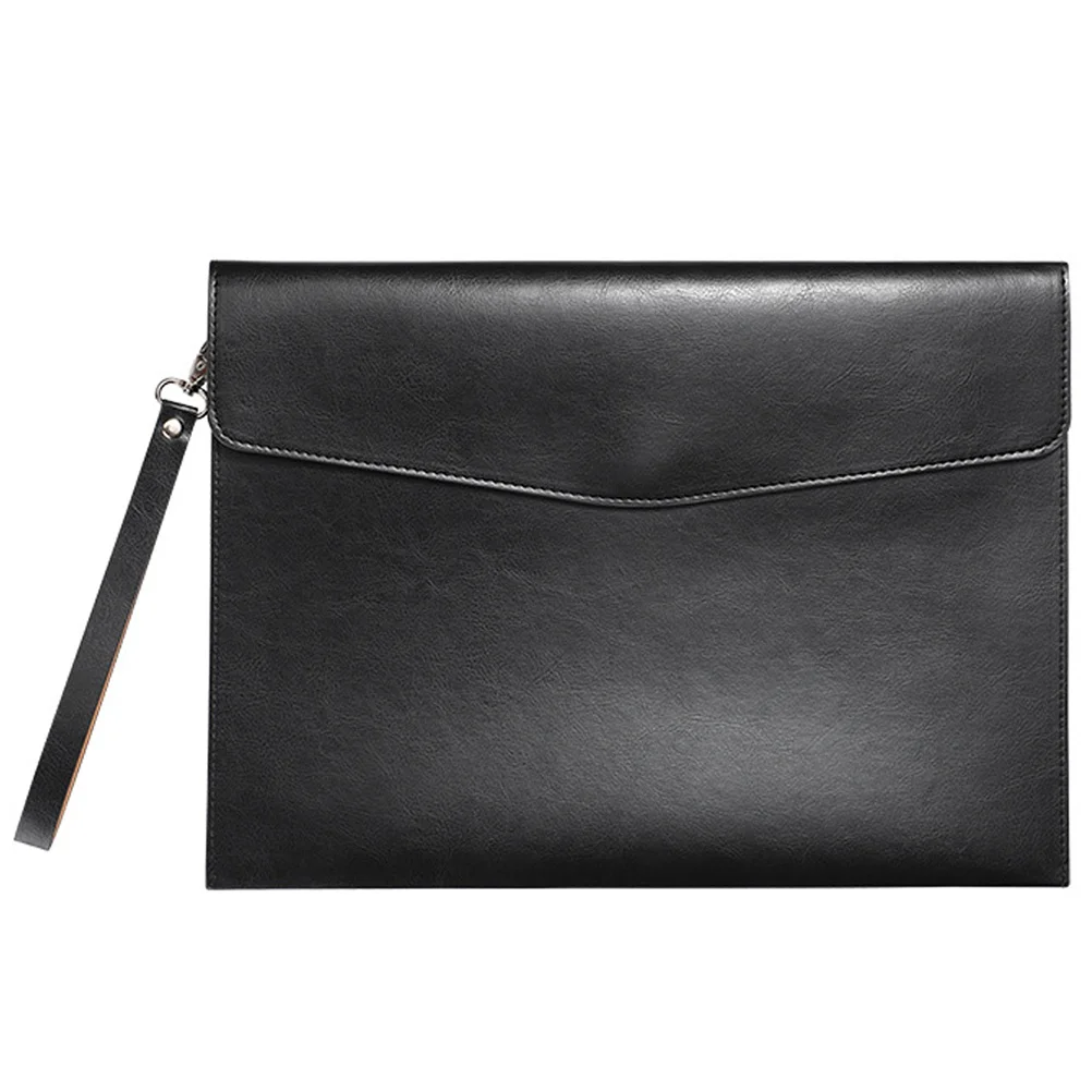 A4 Document File Organizer PU Folder Waterproof Stylish Portable Business Office Use Document Pouch PU Folder