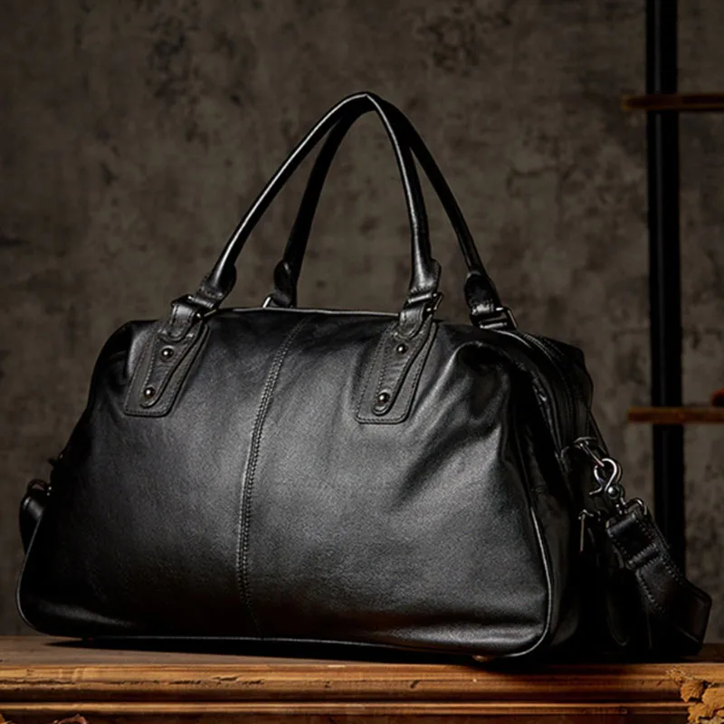 

New 2025 Men's Leather Travel Bag - Large Capacity Luxury Handbag, Business Travel Shoulder Bag