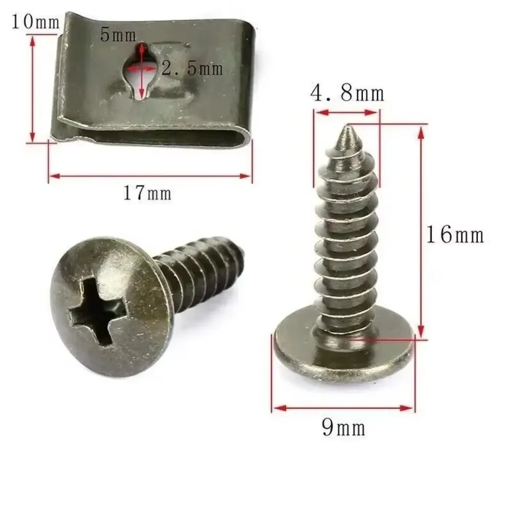 Auto Self-tapping Screw Fasteners Car Metal U-shaped Spacers Self-Tapping Screws Kit Auto Motorcycle Modification Accessories