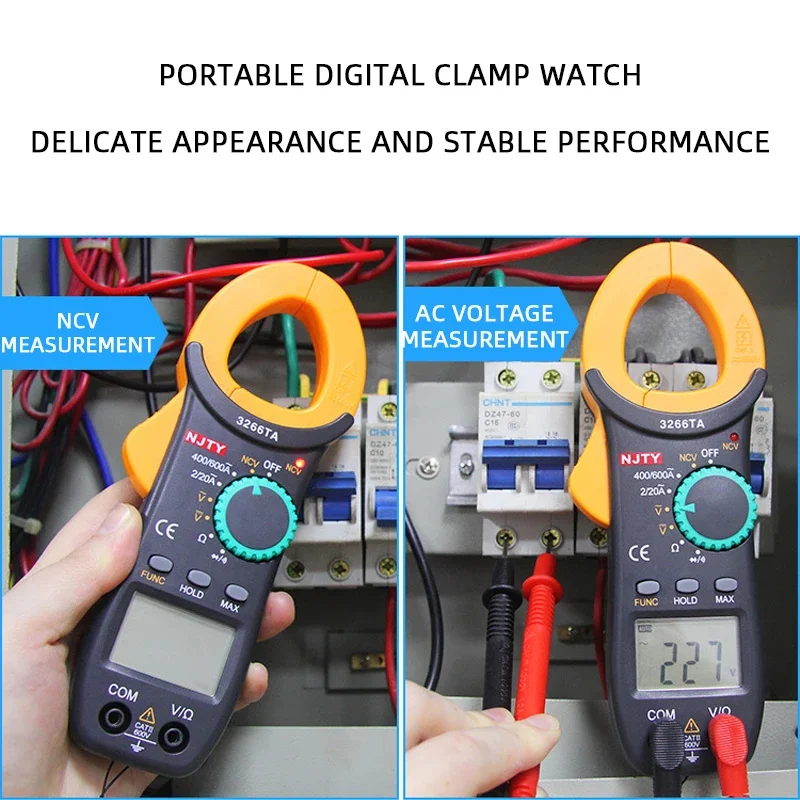 Digital Multimeter Clamp Meter 2000 Counts Auto Range AC/DC Current Voltage Resistance Continuity Diode Measuring NCV Tester