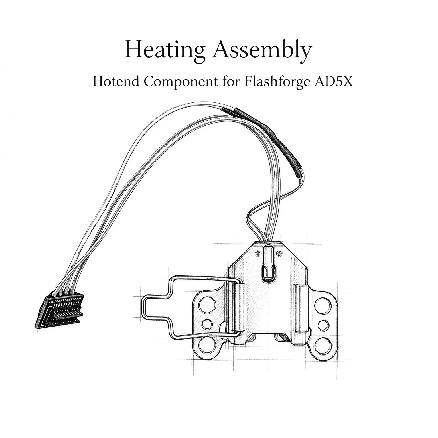AD5X Hotend Heating Assembly Kit Component for Flashforge AD5X with Heater Cartridge Thermistor Temperature Sensor