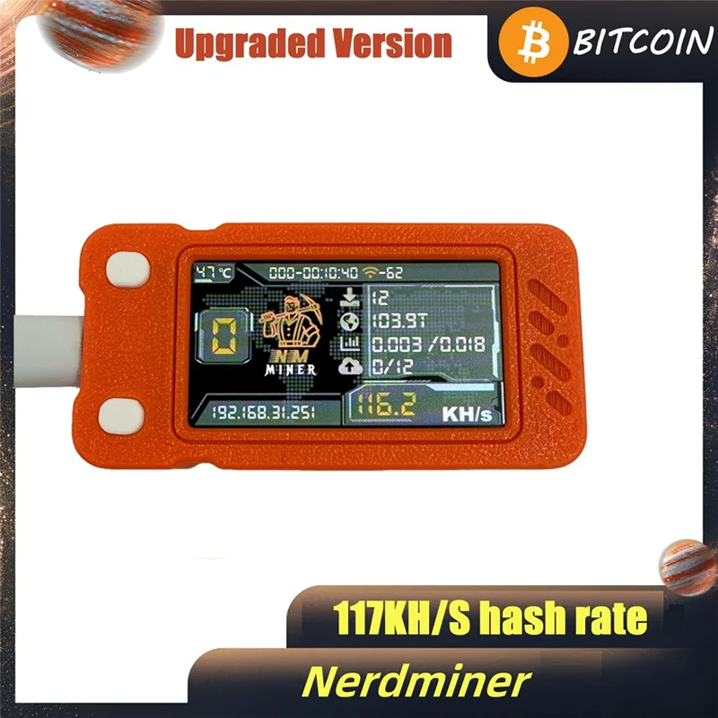 SR-2PCS Upgraded Nerdminer Miner 117KH/S With Color Screen Mini BTC Solo Lottery Mining Miner Bitcoin BTC Miner Nerd Miner