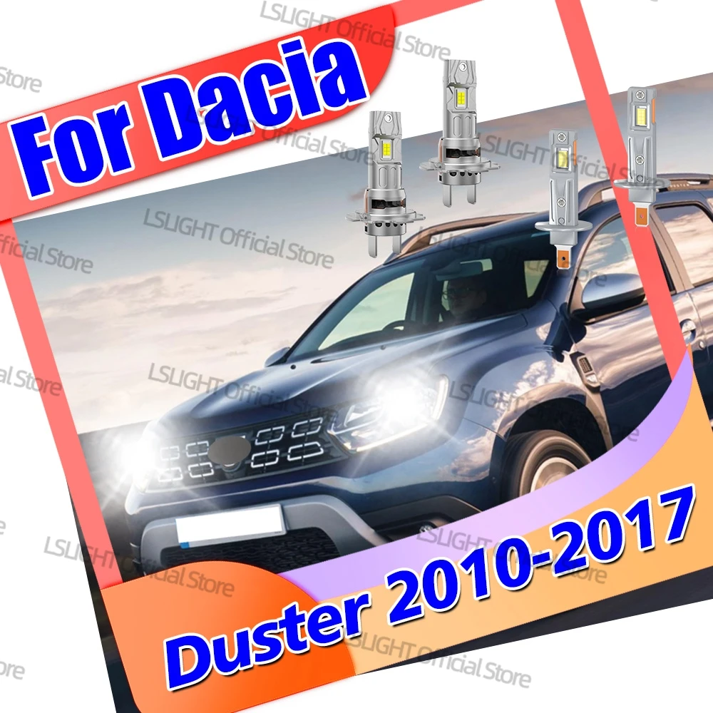 2/4 قطعة ل داسيا داستر 2010 2011 2012 2013 2014 2015 2016 2017 المصابيح الأمامية للسيارات 6000K 30000LM عالية منخفضة شعاع 6000K تحويل عدة