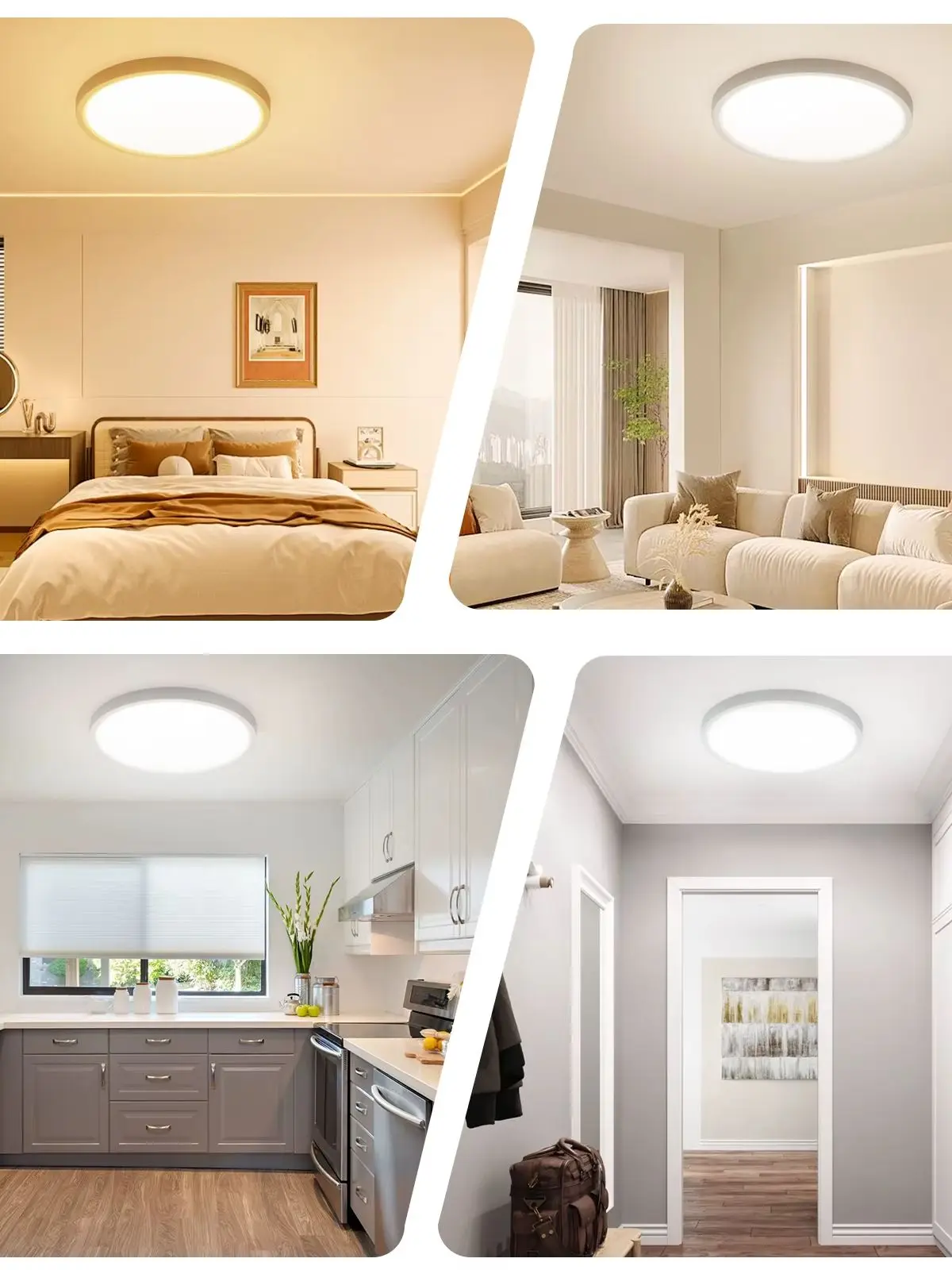 LED-Deckenleuchte, flach, rund, 24 W, ultraschlanke LED-Lampe, IP20, einstellbare Farbtemperatur, ideal für Badezimmer, Küche, Schlafzimmer, Flur