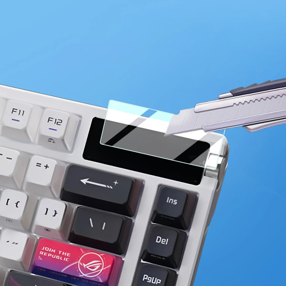 Premium Protective Tempered Glass Screen Protector Film for ASUS ROG Azoth X Extreme 75% Mechanical Keyboard Small Window
