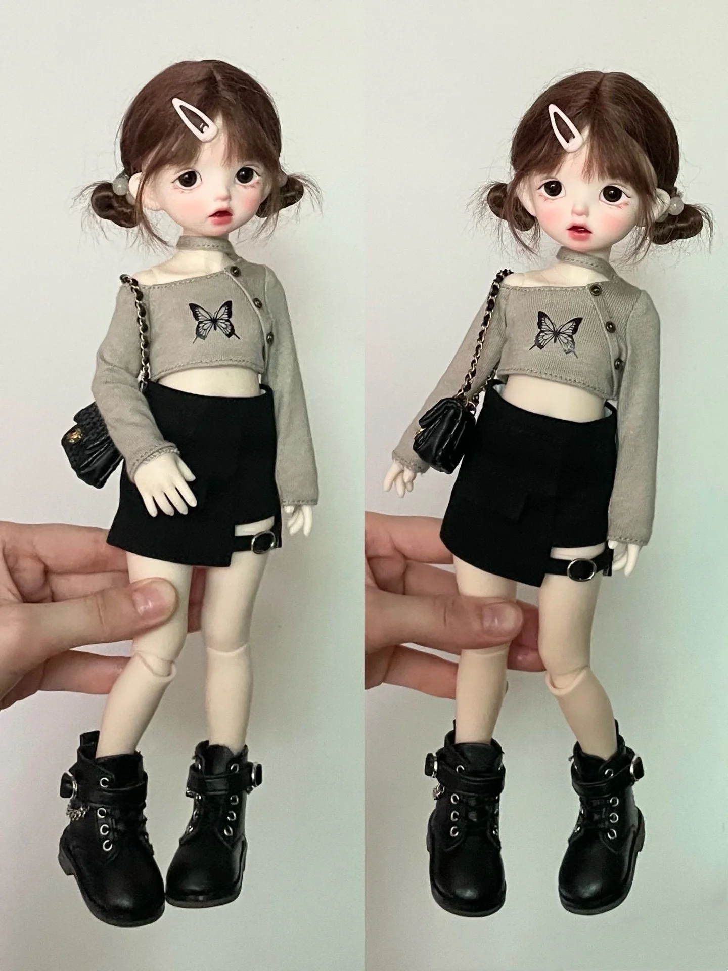 

BJD (1/6 BJD Doll Clothes) Baby Clothes Off-The-Shoulder Butterfly Halter Top Neck Blouse Off-Leg Skirt Short Leg Skirt