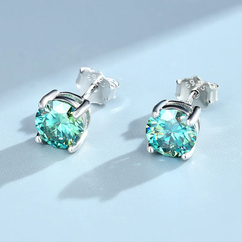 Ewya gra zertifiziert 0,1-2ct farbig grün rosa Moissan ite Ohr stecker für Frauen Sterling Silber Ohr stecker edler Schmuck