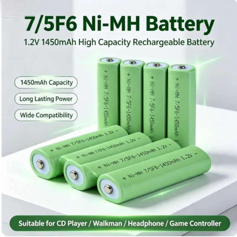 1-20 piezas de baterías de chicle Ni-mh de 1.2V 7/5F6 67F6 1450mAh, celdas 7/5 F6 para reproductores de casetes MD CD de Panasonic y Sony, baterías de litio.