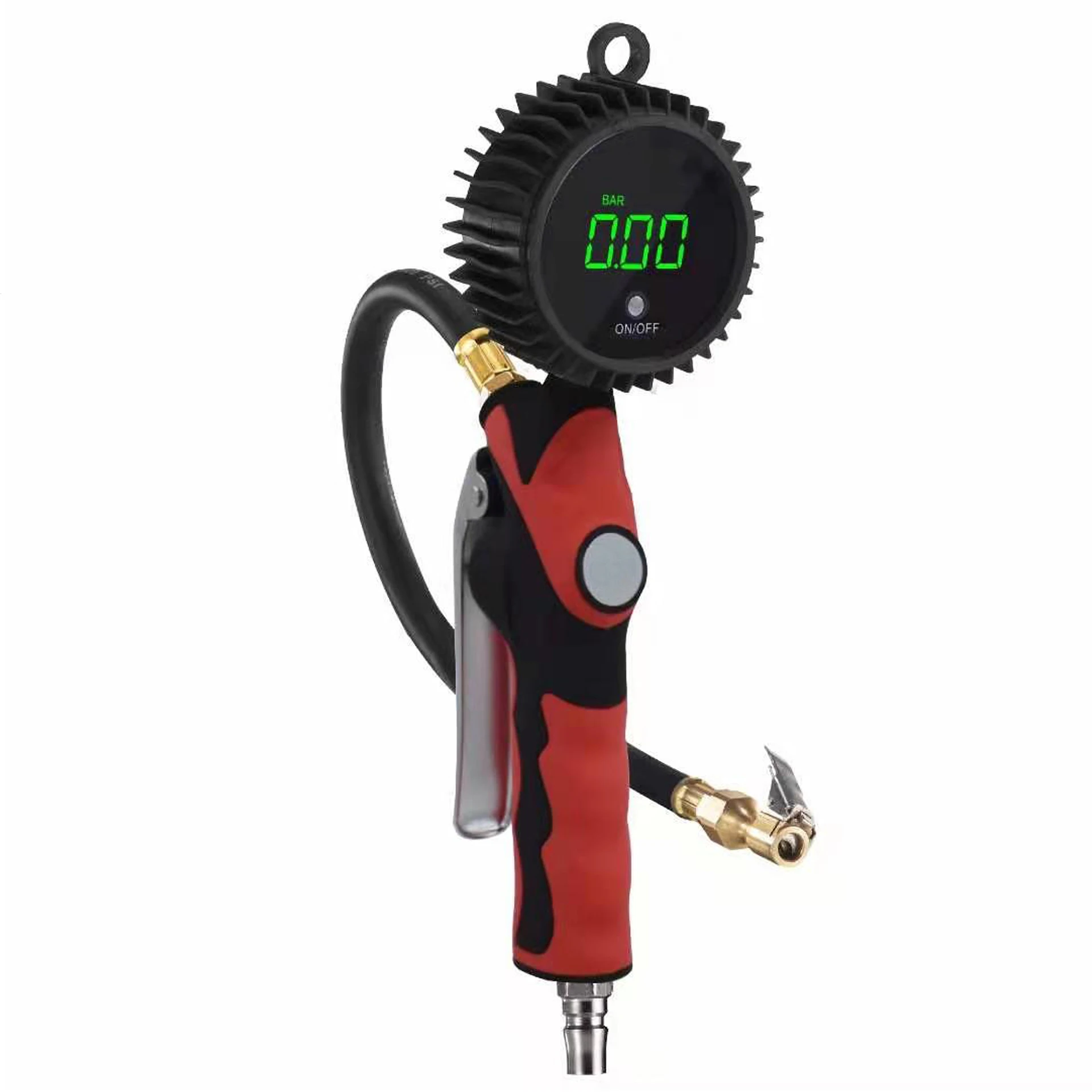 

255 PSI/18 BAR Digital Tire Pressure Gauge Inflator with Highlight LED Display and Heavy Rubber Handle