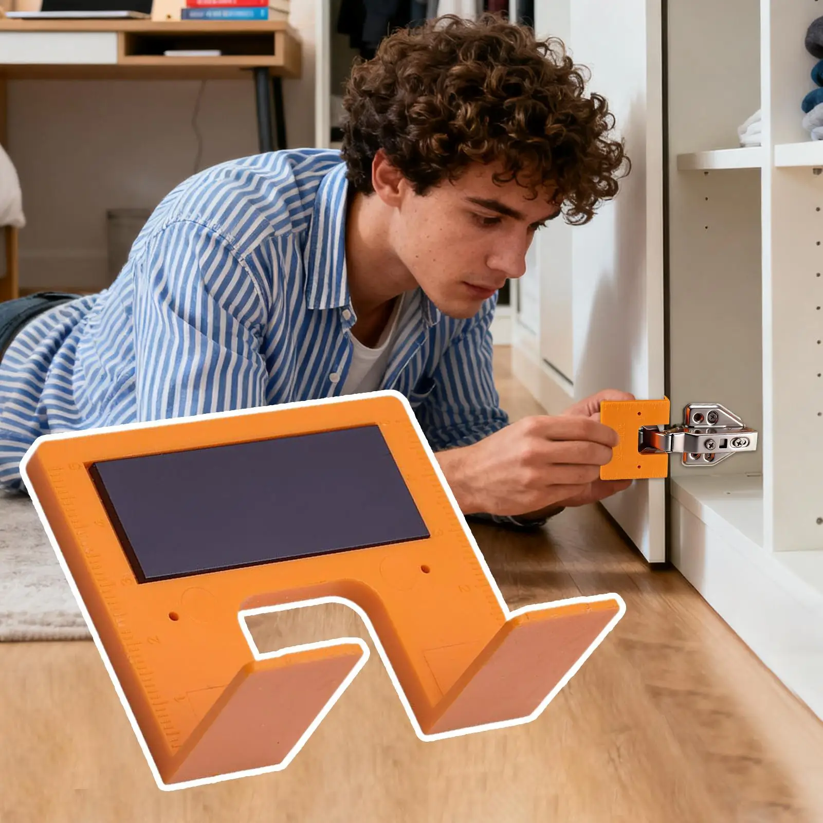 Magnetic Cabinet Door Hinge Jig Spacer With Scale Gap Alignment Tool For Cabinet Door Installation Mounting Clips