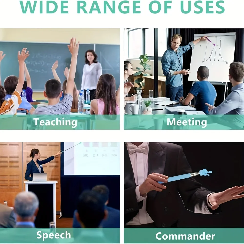 Teaching Stick For Teachers Classroom Finger Pointer Stainless Steel Telescopic Point Stick Presentation Whiteboard Hand Pointer