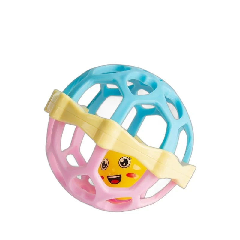 Newborn soft rubber rattle hand grasping ball early education soothing toy baby can chew teether grasping exercise rattle toy