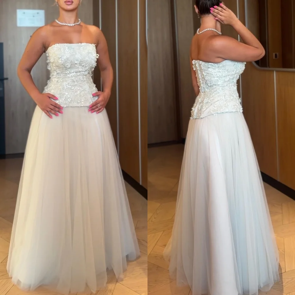 

Customized Modern Style Matching Tulle Sequined Ruched Straight Strapless Long Dresses Bespoke Occasion Dresses Classic Formal