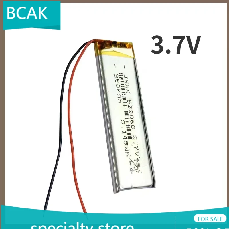 BCAK New 522068 Lithium Polymer Battery Rechargeable Li-polymer Batteries 850mAh for Electronic Products Small Fan Digital LED L