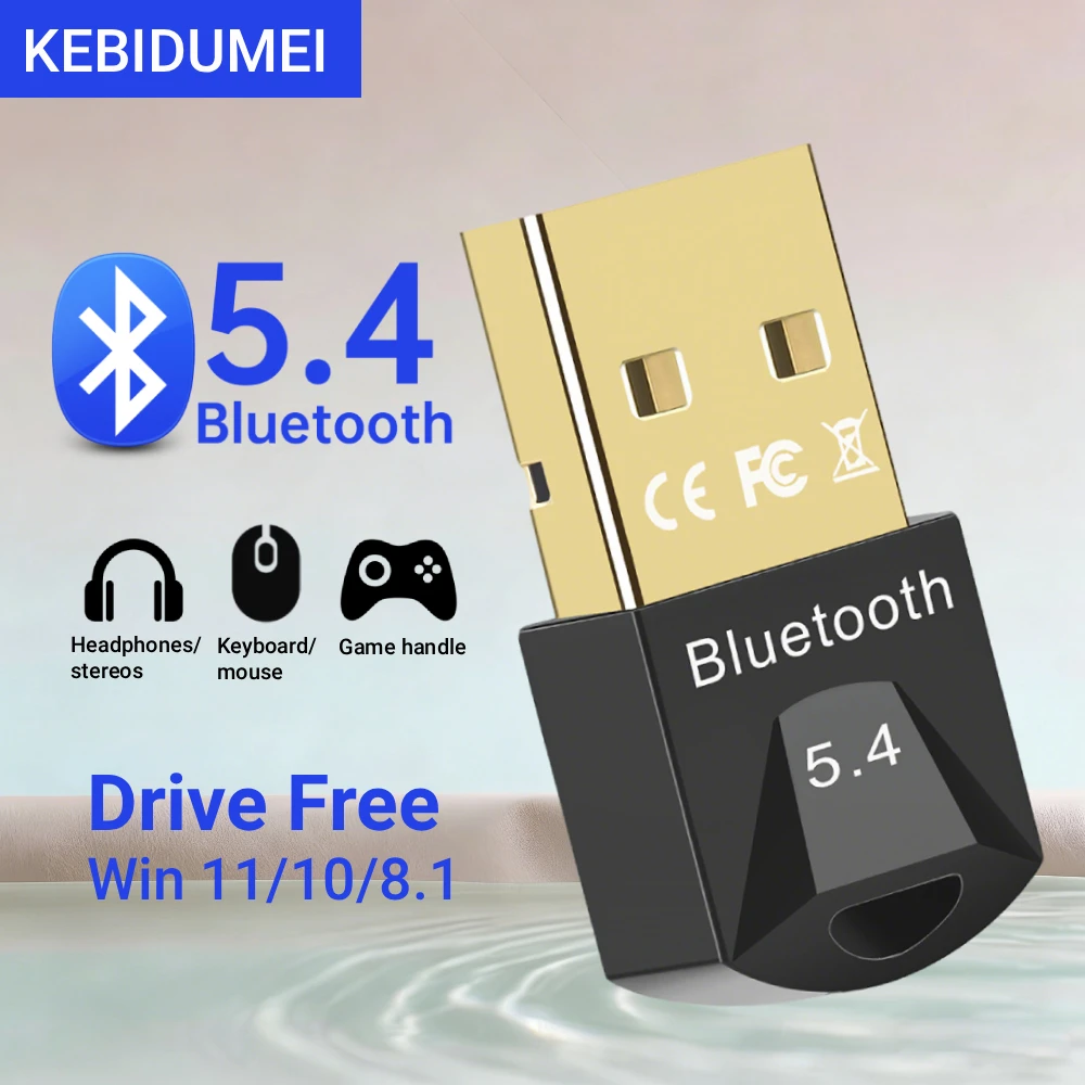 KEBIDUMEI USB Bluetooth 5.4 Adapter for Pc Usb Bluetooth 5.4 Dongle Receiver for Speaker Mouse Keyboard Music Audio Transmitter
