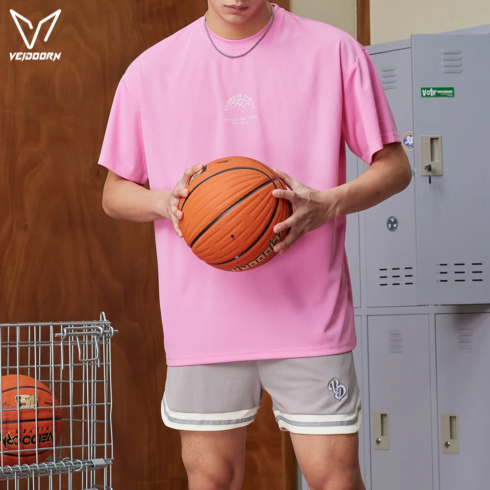 Veidoorn Men‘s Sport T-Shirt Casual Solid Color Crew Neck Undershirt Summer Quick Dry Breathable Loose Fit Gym Tops Streetwear