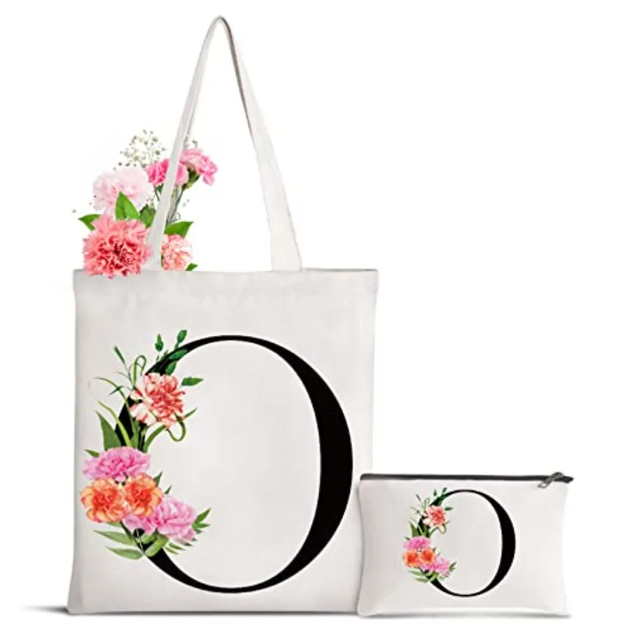 Bolsa de Lona con Iniciales Personalizadas, Bolsa de Regalo para el Día de la Madre, Damas de Honor, Novia, Cumpleaños, Boda