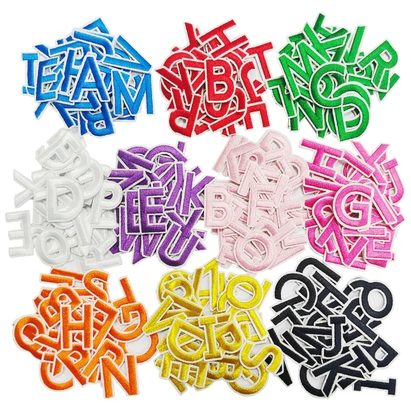 

A Set of 72 for Clothes Hats Socks Red Embroidered Patches Vintage Letter Patch Diy Sewing Accessories Durable