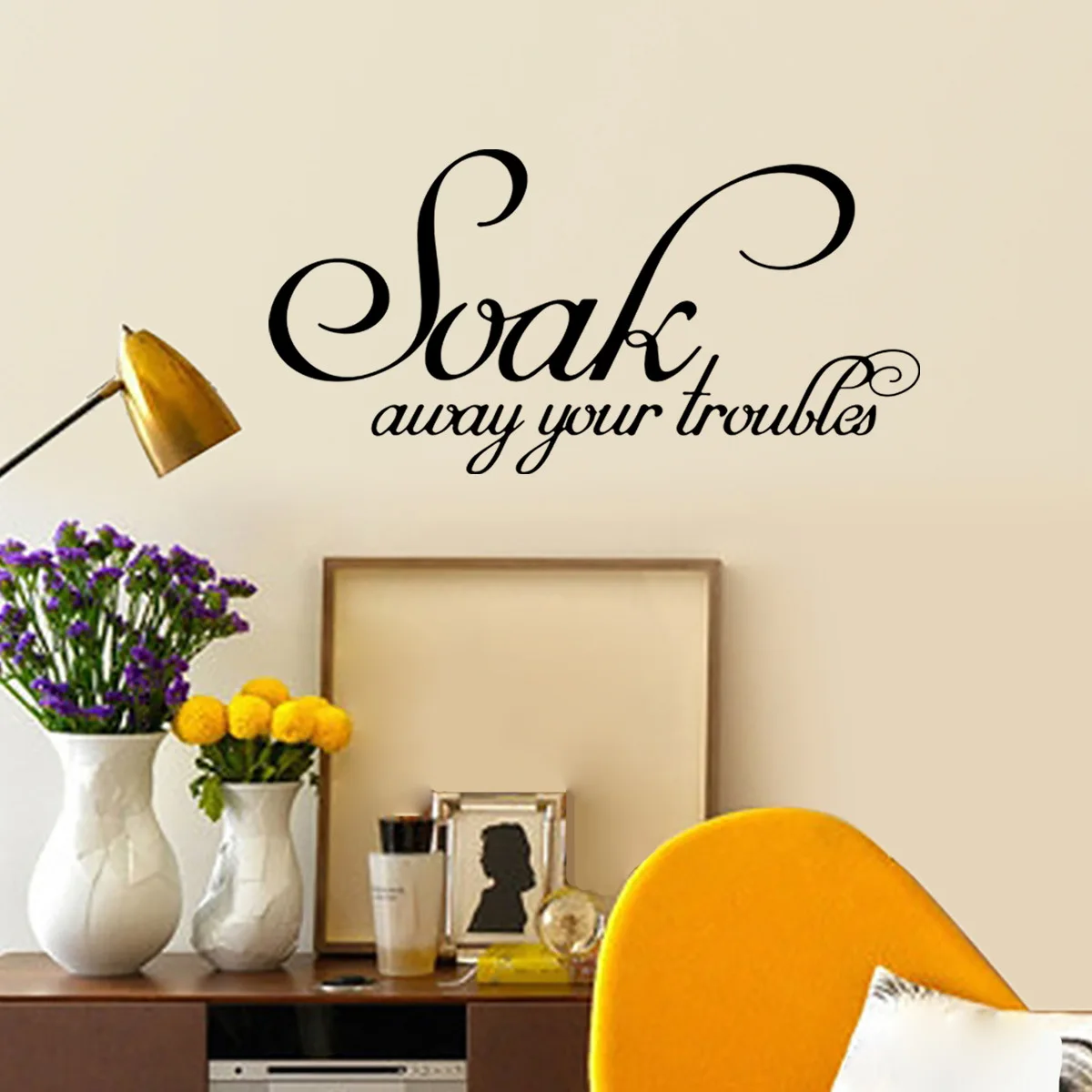 T89# Soak Away Your Troubles Wall Sticker Kids Room Background Home Decoration Mural Living Room Wallpaper Funny Decal
