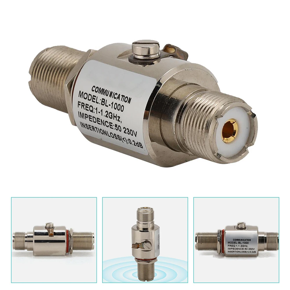 

Antenna Thunder Arrester Surge Protector UHF Signal Line Nickel-plated Brass Arrestor
