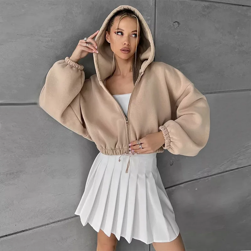 

New Loose Fitting Hoodie For Women In Autumn And Winter 2024, Short Open Button Hoodie, Casual Zippered Long Sleeved Jacket