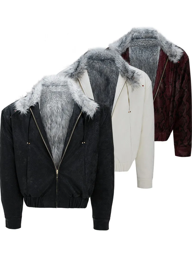 

Мужская зимняя куртка American Sle Heavy Wolf Fur ort Jaet с интегрированным кожаным и меховым утеплителем, деконструированный дизайн Cleanfit