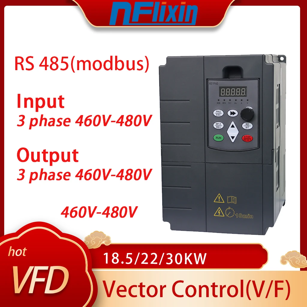 VFD 460V-480V 18.5/22/30KW VFD Variable Frequency Drive 3 phase input and output 3P Invertery Converter Motor speed regulation.