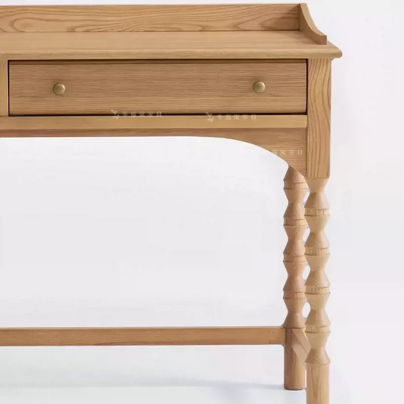 Solid Wood Log Color Roman Column Desk Medieval Dresser Household Writing Table American Makeup Table