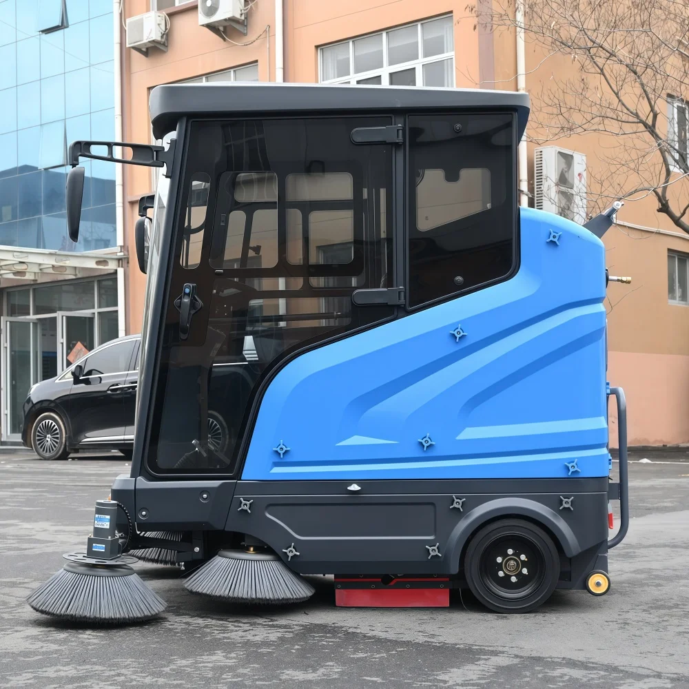 Custom ODM Multifunctional Fully Closed Cab Electric Ride On Outdoor Vacuum Road Sweeper Cleaner