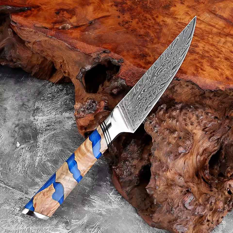 

5 Inch Utility Knife Ultra Sharp Japanese Kitchen Small Chef Knife Damascus Steel,Full-Tang Paring Knife for Fruit and Vegetable