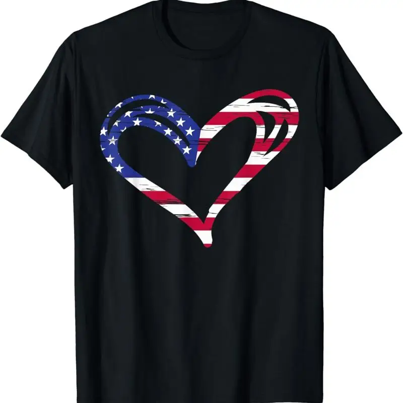 Camiseta con bandera de EE. UU., corazón, patriótica, del Día de los Caídos de las Fuerzas Armadas