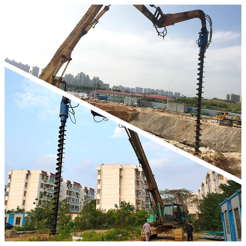 Taladro de tierra compatible con excavadora con motor como componente central