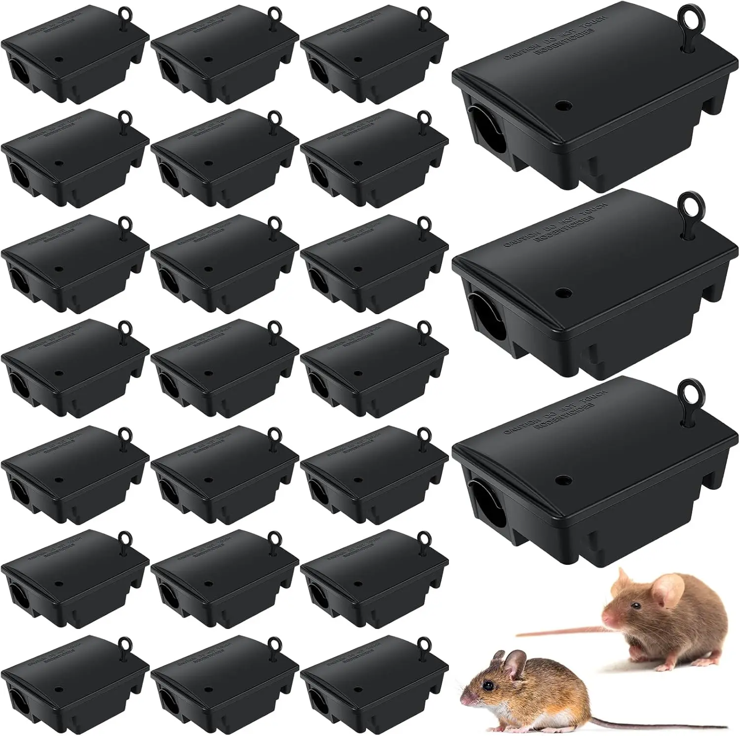 

24 Packs Rat Bait Stations with Keys, Outdoor Mouse Rodent Trap Boxes for Indoor Outdoor Use, Keeps Pets and Children Safe