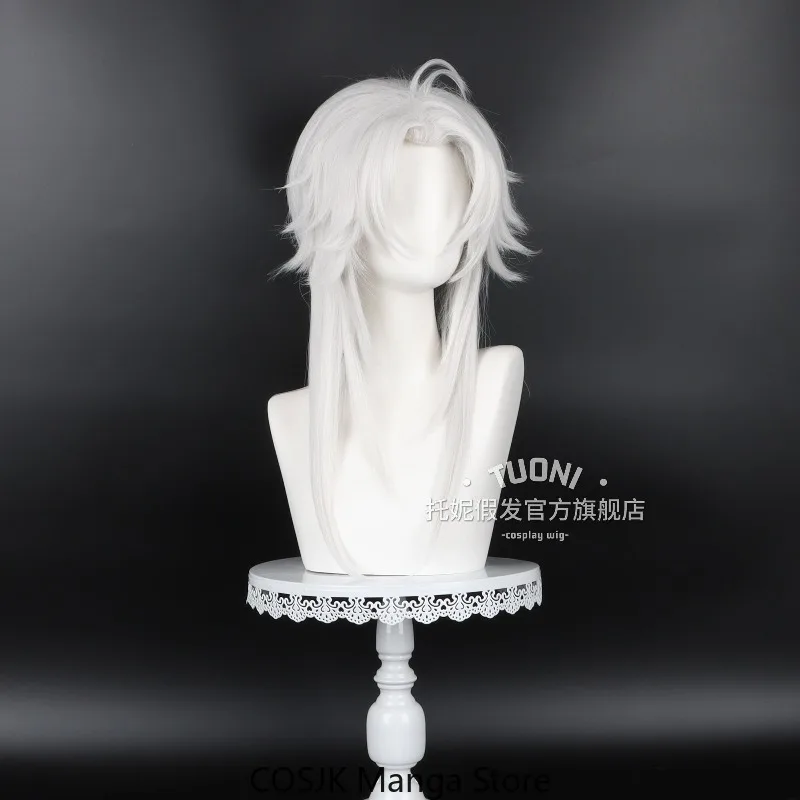Anime Cute The Pierrot Cos Short Wig Teased Hair Crown Hair Peak Silver White High Temperature Silk Cos Prop Role-Playing view 4