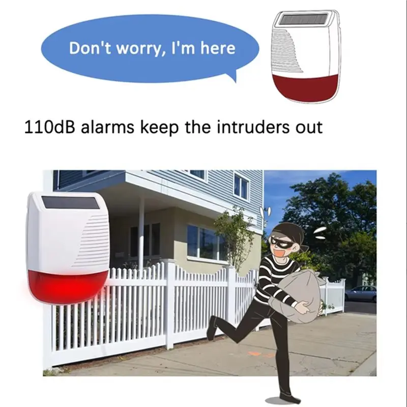 【PRECIO CALIENTE!】Solar Powered 433Mhz inalámbrico al aire libre estroboscópico Flash sirena luz impermeable para sistema de alarma antirrobo de seguridad para el hogar