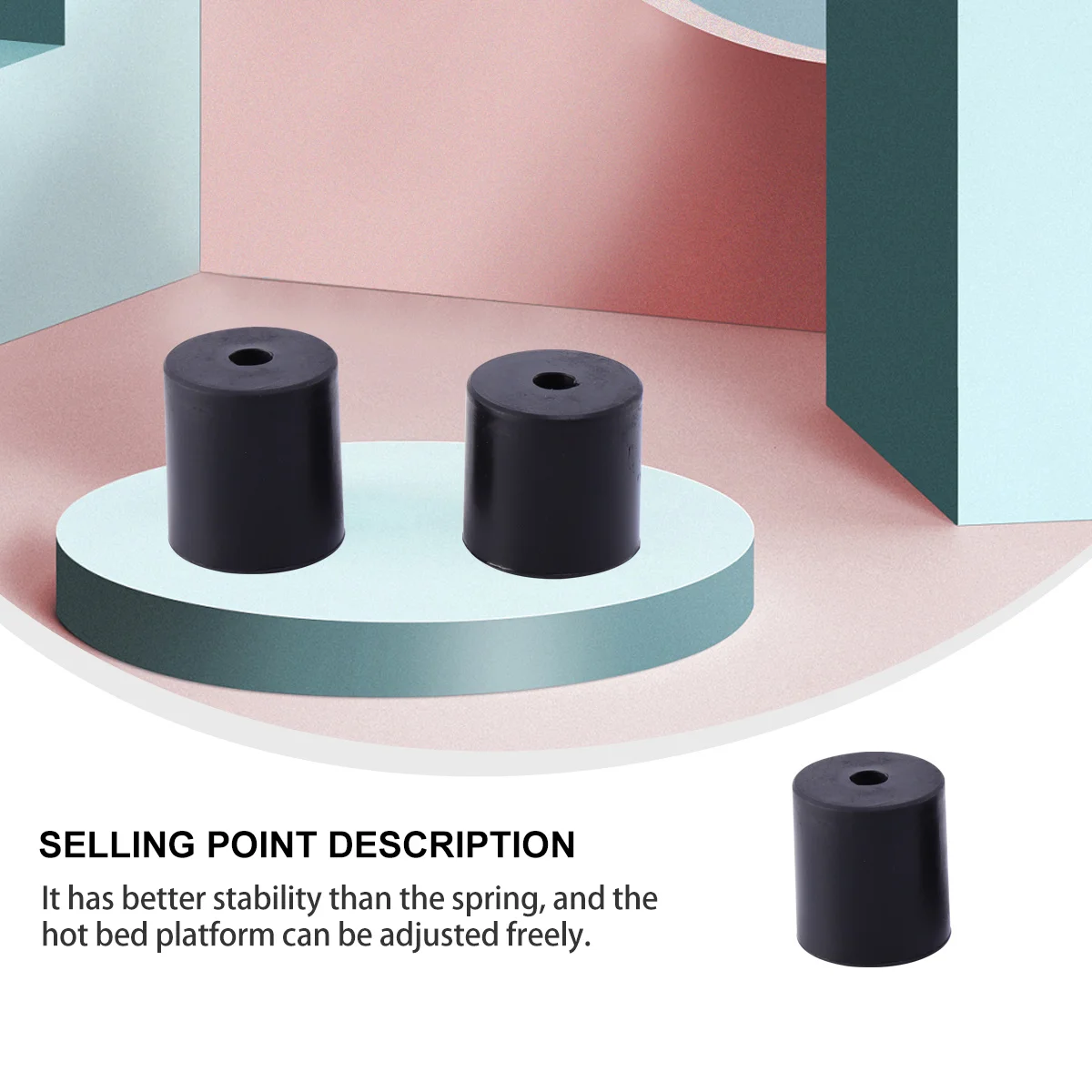 

4Pcs 3D Printer Hot Bed Leveling Column Silicone Non-Stick Heat Resistant Solid Spacer Platform Leveler Black Platform Leveler