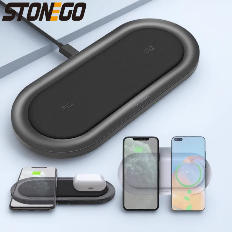 2 in 1 20W Fast Wireless Charger Pad for AirPods Pro iPhone X 11 Samsung S10 Xiaomi Huawei QI Certified